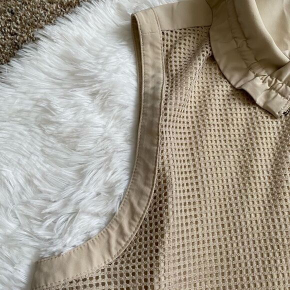 Weekends by Chico’s Vest Full Zip Lightweight Tan Gold Mesh Women Large Chicos 2 - Picture 3 of 8